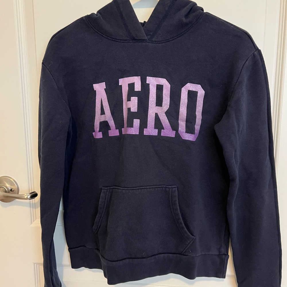 Aeropostale Dark Blue Hoodie with Purple Logo